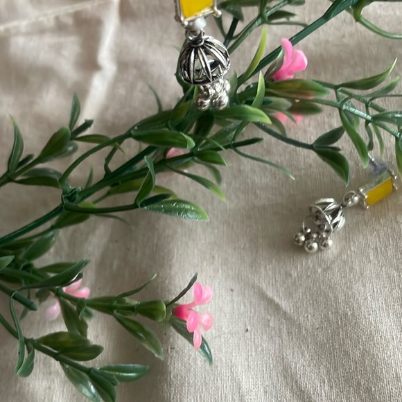 Traditional Royal Bling Bollywood Earrings With rectangular Yellow Stone. - Picture 6 of 11